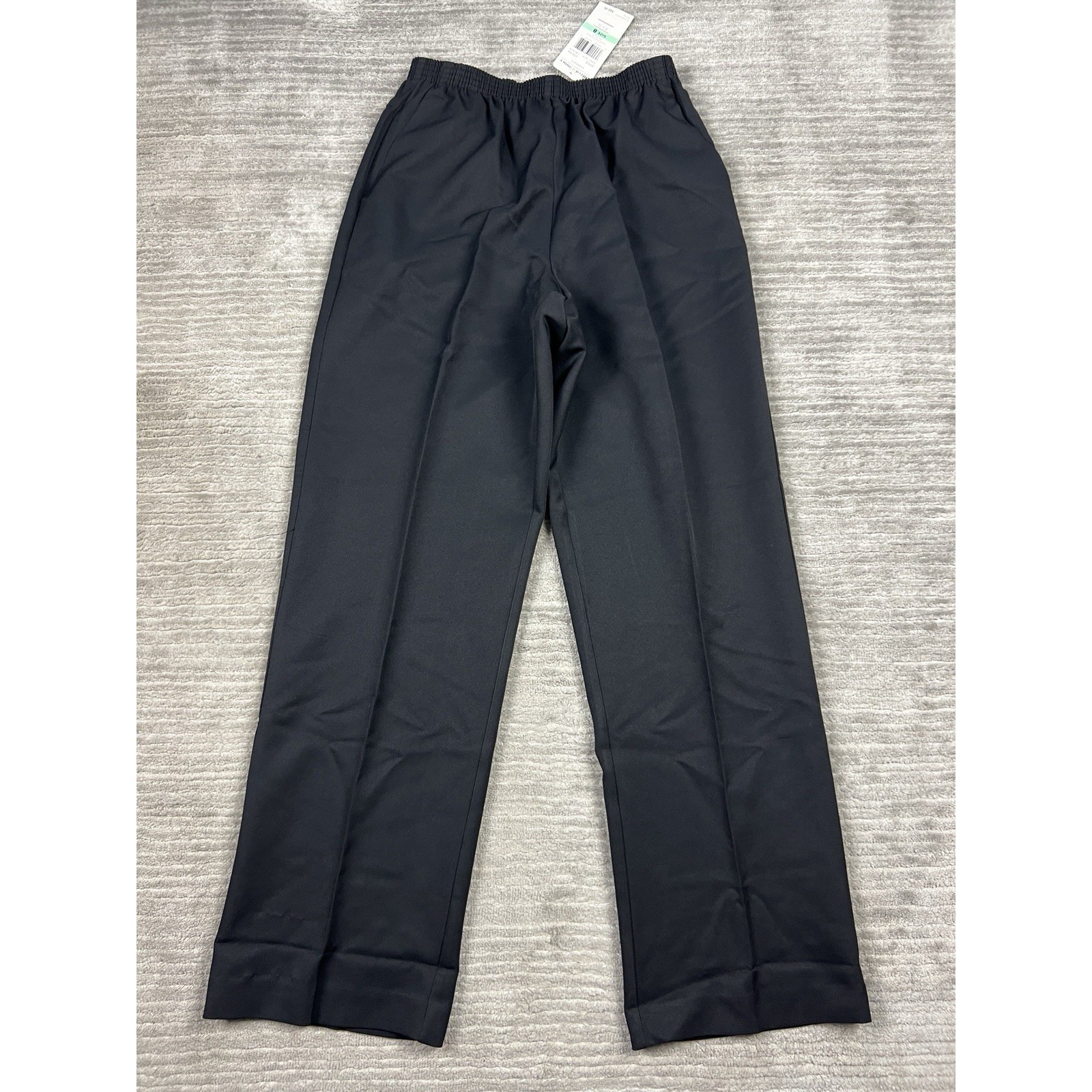 Alfred Dunner Dress Pants Womens 8 Black Pull On Elastic Waist Polyester Nwt